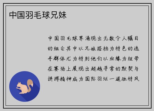 中国羽毛球兄妹