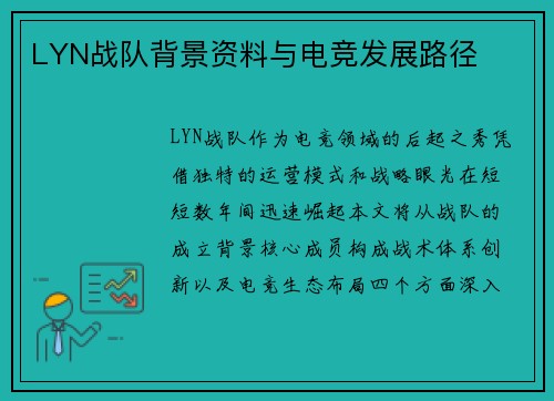 LYN战队背景资料与电竞发展路径